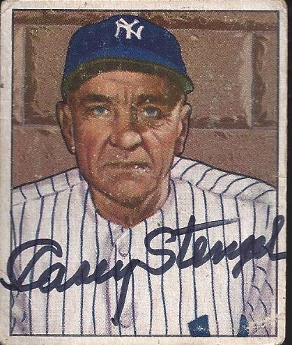 1950 Bowman Casey Stengel Signed NY Yankees Card - JSA