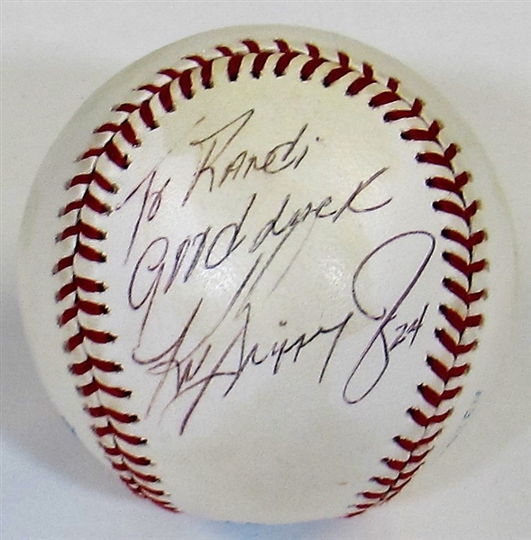 Ken Griffey Jr. Single Signed #24 Baseball Inscribed to Randi Mahomes.