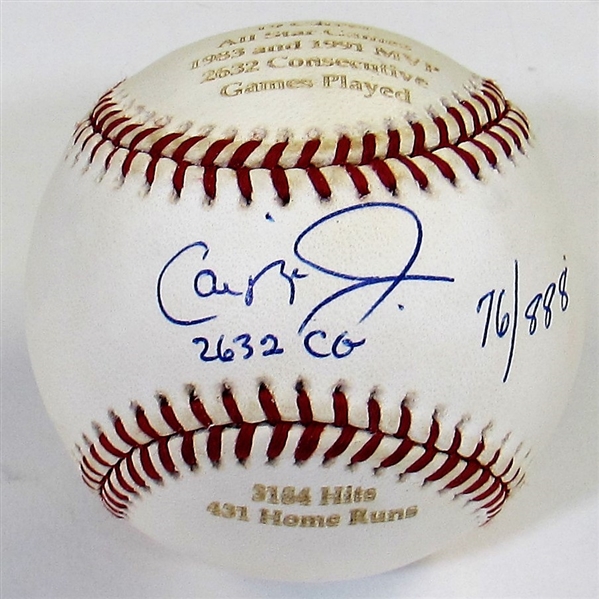 Cal Ripken Jr. Signed Stat Baseball # 76/888 - Ripken Authenticated 