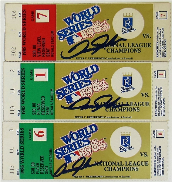 1985 World Series Ticket Game 1-6-7 Signed Danny Jackson - JSA