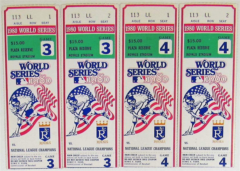 1980 World Series Tickets Lot of 4 - Game 3-4