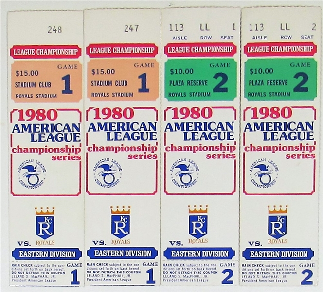 1980 American League Championship Series Lot of 4 Games 1-2