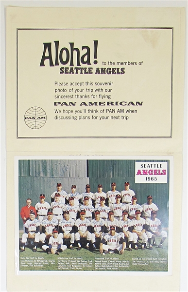 1965 Team Signed Seattle Angels Photo & Pan AM Flight Souverir. 