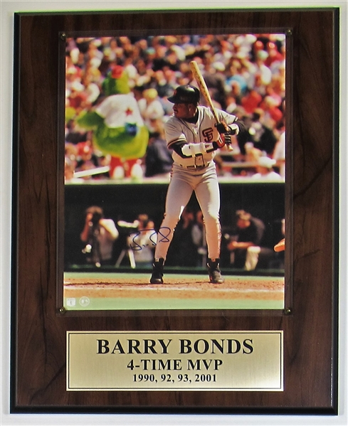Barry Bonds Signed 4 x MVP Plaque