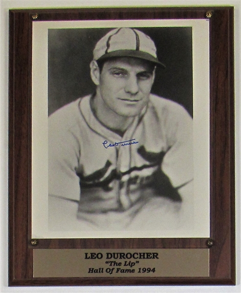 Leo " The Lip" Durocher Hall of Fame 1994 Signed Plaque