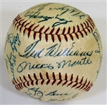 1956 A.L. All-Star Signed Harridge Baseball - Mantle Sweet Spot
