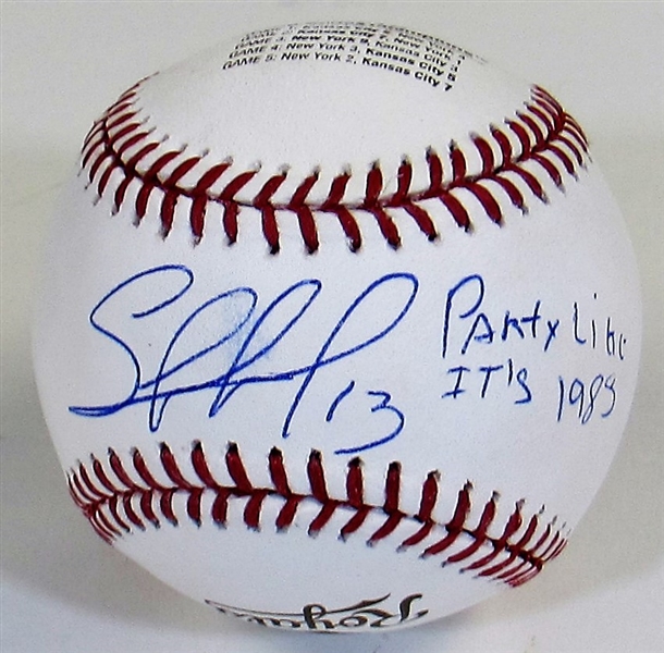 Salvador Perez Signed 2015 WS Baseball "Party Like its 1985"  Rare Inscription