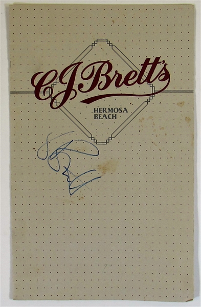 George Brett Signed CJ Bretts Hermosa Beach Restaurant Menu - JSA