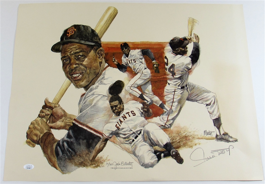 Willie Mays Signed Print 70/302 SF Giants - JSA