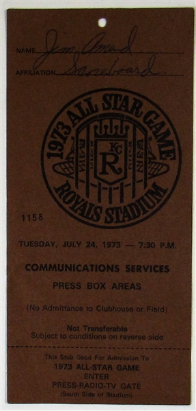 1973 All-Star Game Press Pass