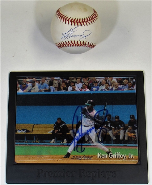 Ken Griffey Jr Signed Ball and Card Lot
