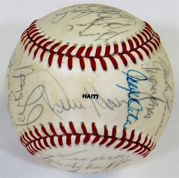 1985 Kansas City Royals Team Signed Game Used WS Baseball