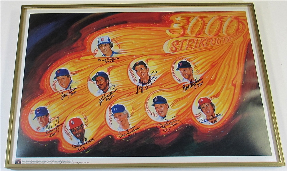 3000 Strikeouts Club Framed 21 x 30in H - Seaver - Gibson 10 Players