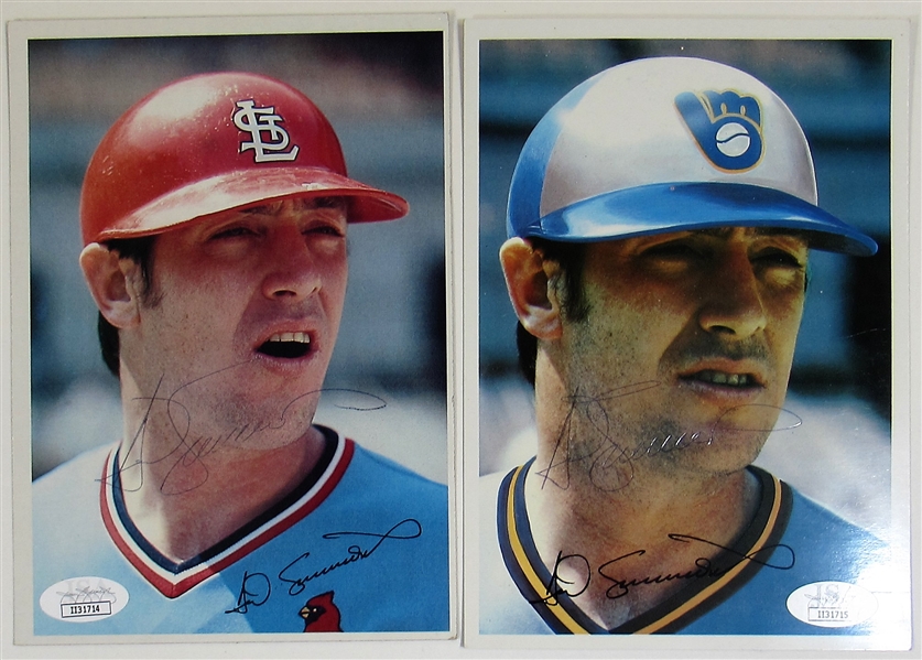 Ted Simmons Signed Brewers - Cardinals Topps Cards - JSA