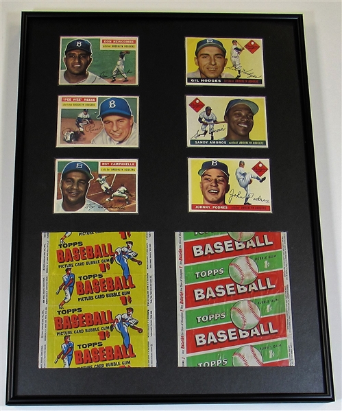 Brooklyn Dogers Cards & Topps Wrapers Framed