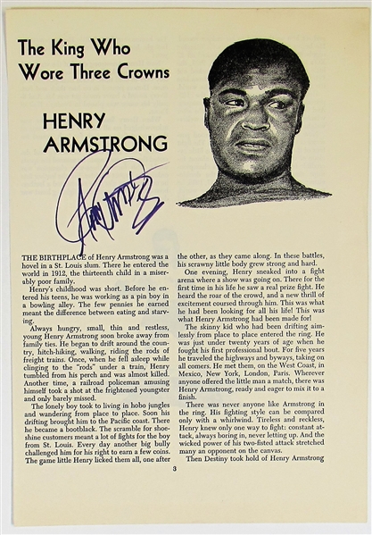 Henry Armstrong Signed The King Who Wore 3 Crowns- JSA