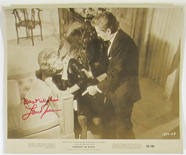 Lana Turner Signed Portrait in Black Promo 60/206 Photo