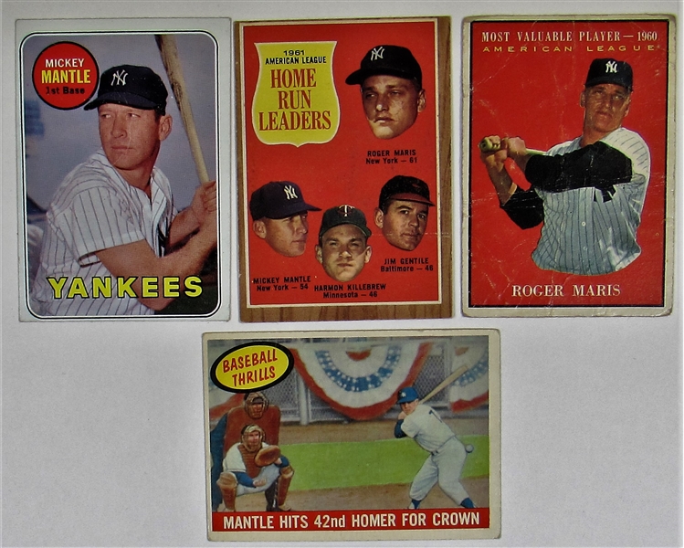 Mickey Mantle & Roger Maris Card Lot of 4