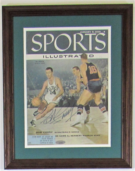 Bob Cousy Signed & Framed 1956 SI