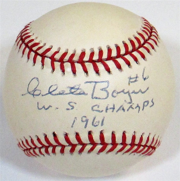 Clete Boyer Signed #6 WS 1961 Champs Baseball