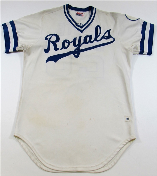 1981 Frank White Game Used & Signed Home Royals Jersey