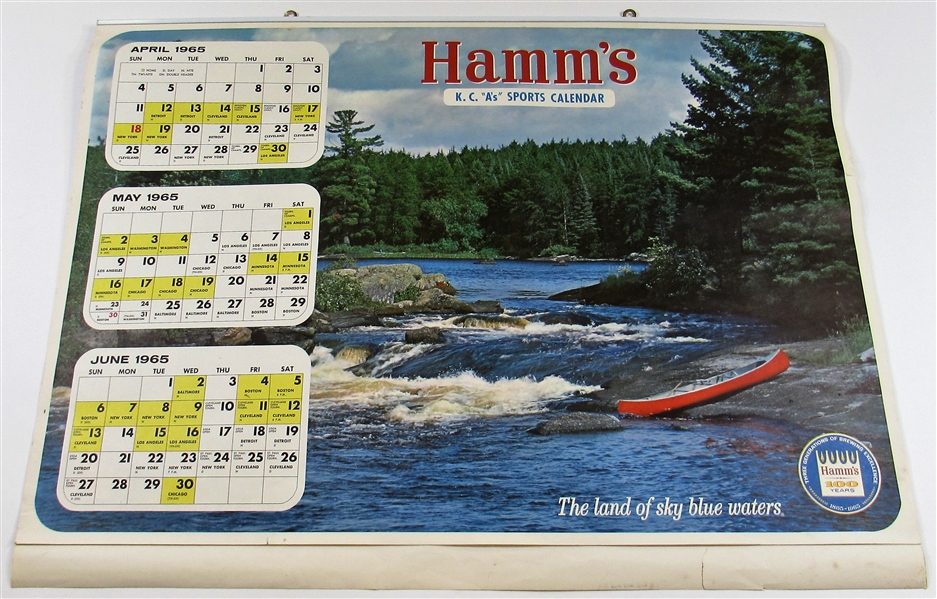 Hamms Beer Calendar 1965 Kansas City Athletics 