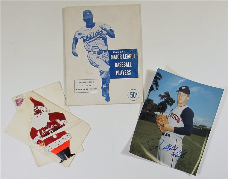 Lot of Kansas City Athletics Items- Players Book-Jim Hunter - Christmas Card 