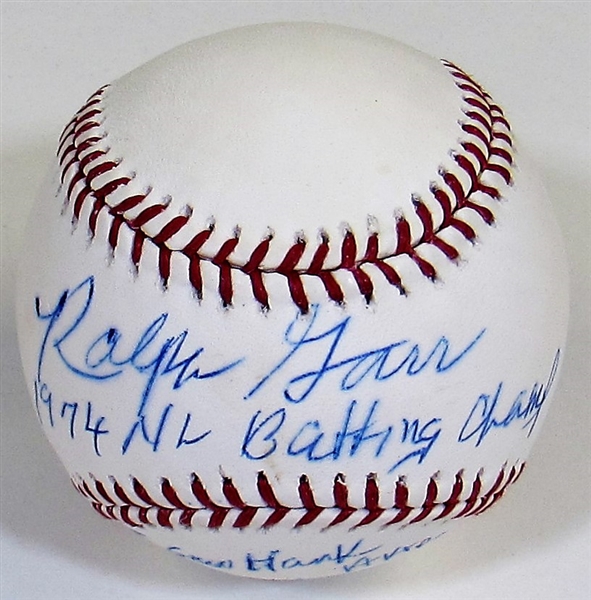 Ralph Garr Signed 1974 Batting Champ - Hank Aaron Baseball - Tri-Star