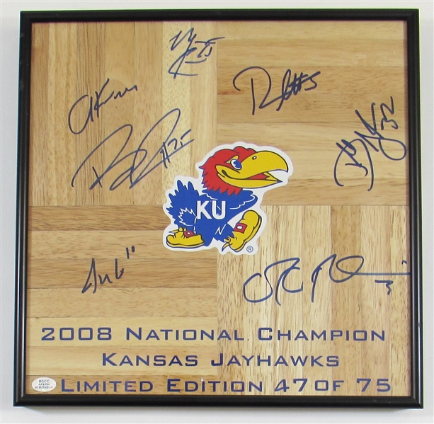 2008 National Champion KU Basketball Floor Signed X 7 Players - Chalmers
