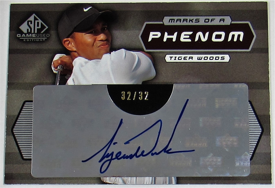 2003 SP Game Used Tiger Woods Marks of a Phenom Signed Card #32/32