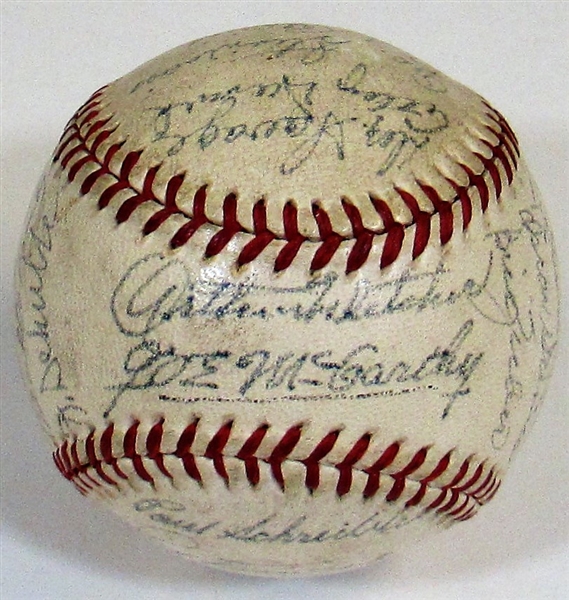 1943 New York Yankees Team Signed Baseball WS Champs