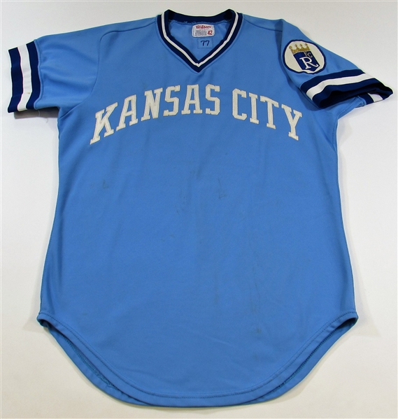 1977 Dave Nelson Kansas City Royals  GU Road Blue Jersey