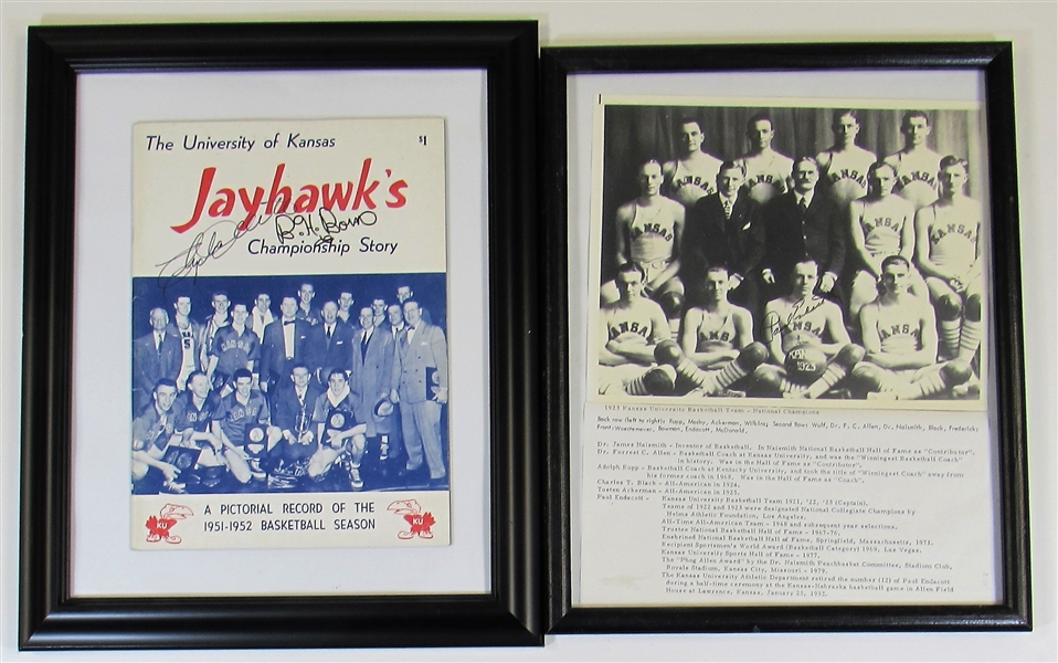 1951-1952 Signed Program & 1923 Signed Team Photo w/ Clyde Lovellette