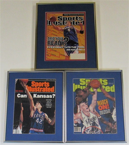 KU Basketball Lot of 3 Framed SI Collison-Randall-Pollard