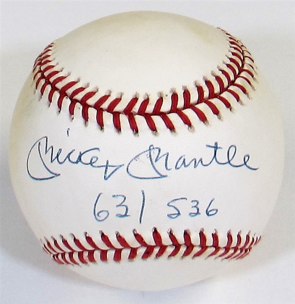 Mickey Mantle Signed #63/536 Baseball - JSA