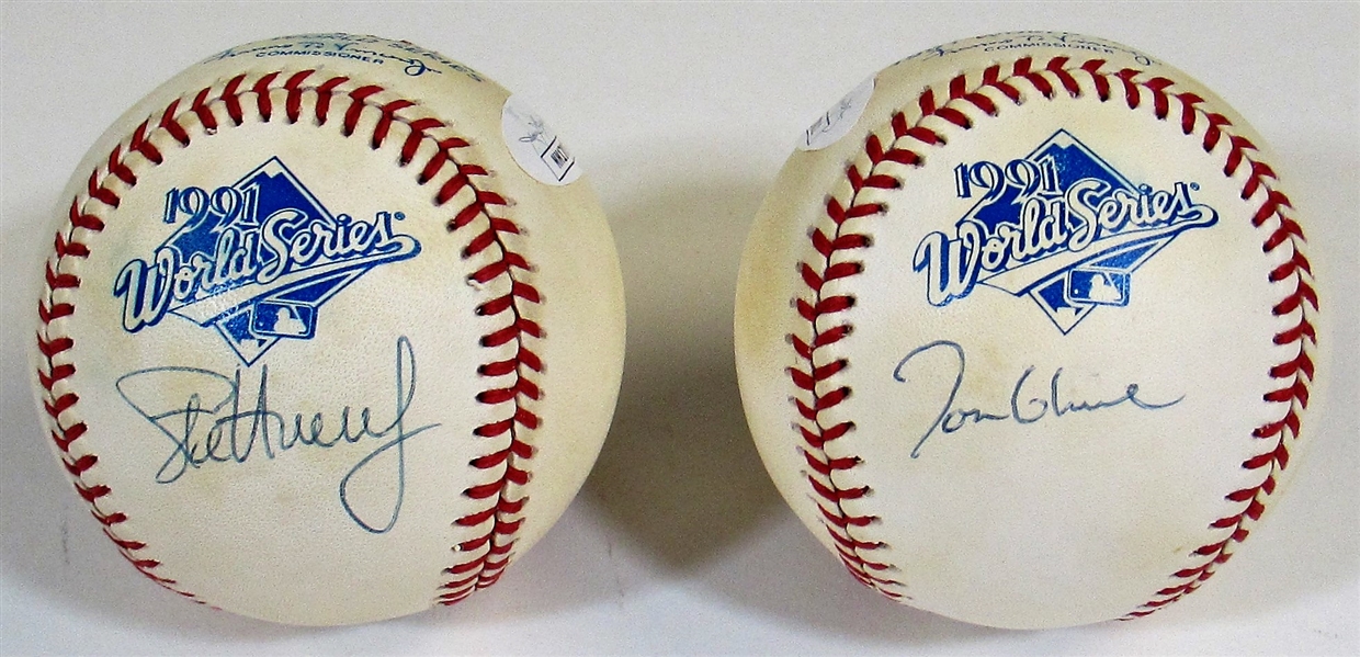 Steve Avery & Tom Glavine Signed 1991 WS Baseballs - JSA