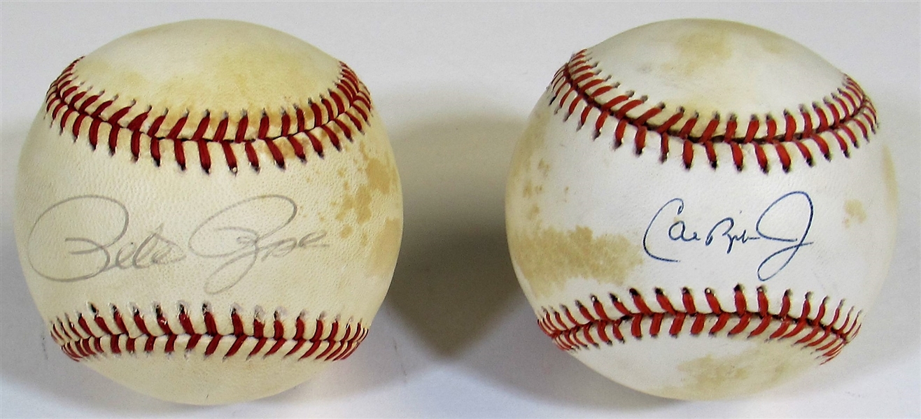 Cal Ripen Jr & Pete Rose Signed Baseballs - JSA