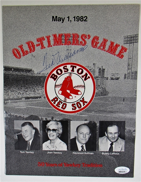 Ted Williams Signed Red Sox Old-Timers Game May 1, 1982 - JSA