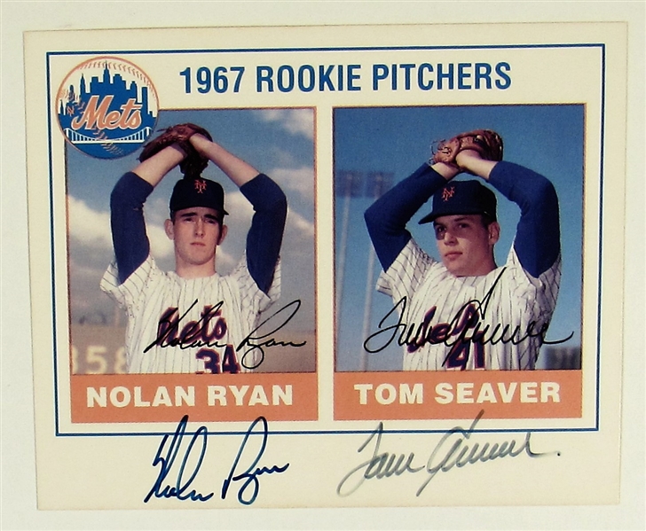 Nolan Ryan & Tom Seaver Signed 1967 Rookie Card 3x5 - JSA