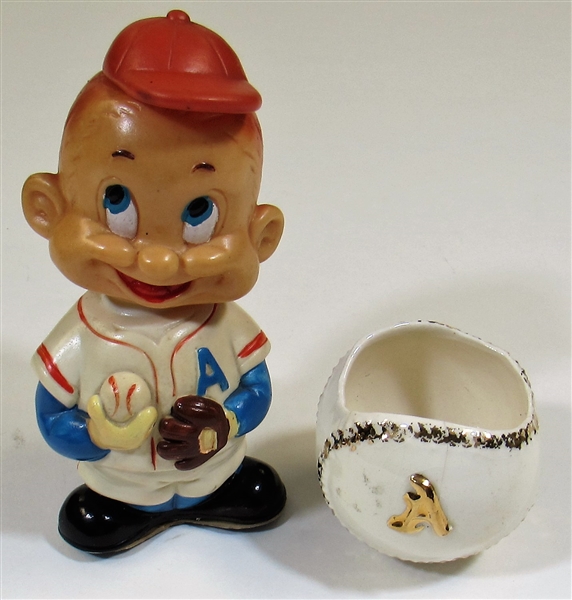 Vintage ALPS Wind-Up Bobblehead Baseball Player & Cup Very Rare