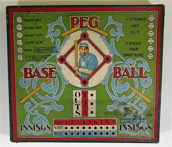 1903 Baseball Peg Game Made by Parker Brothers Very Good Condition.