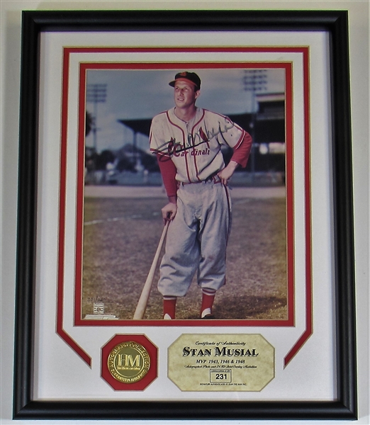 Stan Musial Signed Highland Mint Photo Serial #231/250