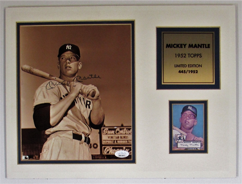 Mickey Mantle Signed 1952 Topps Limited Edition 445/1952 Matted - JSA