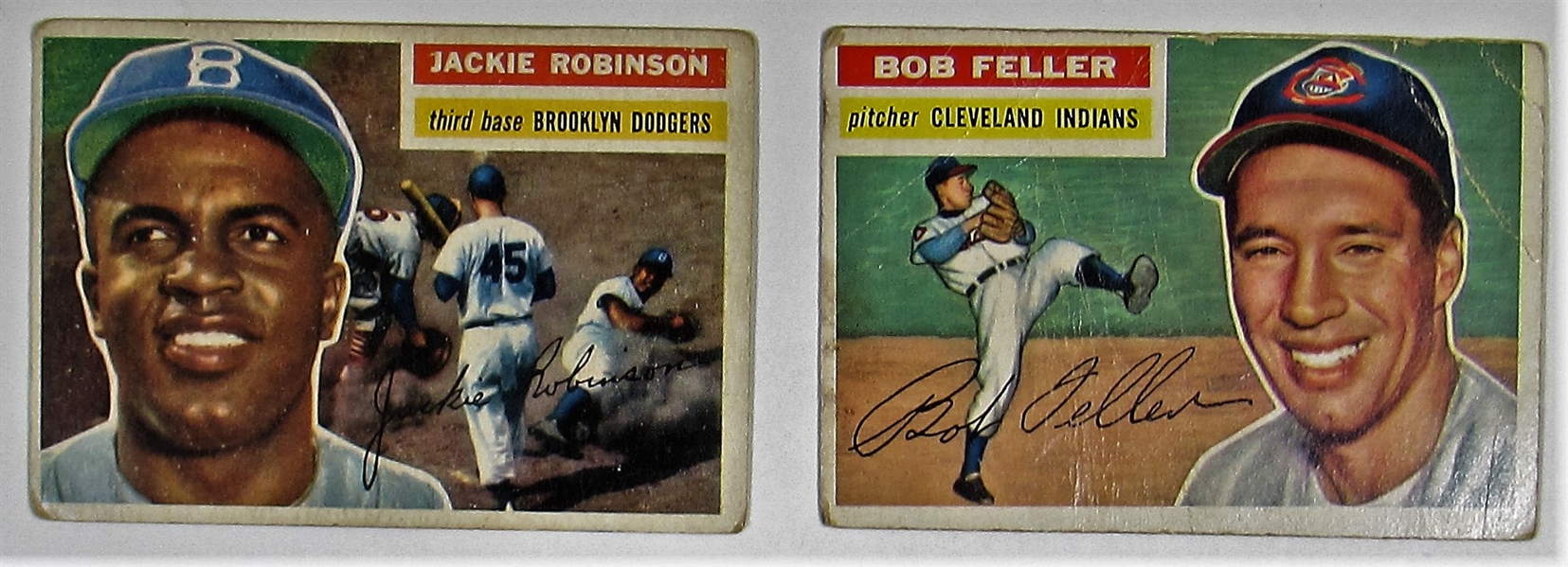 1956 Topps Jackie Robinson & Bob Feller Baseball Cards 