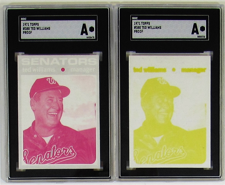 Lot of 2 1971 Topps Ted Williams Proof Cards SGC
