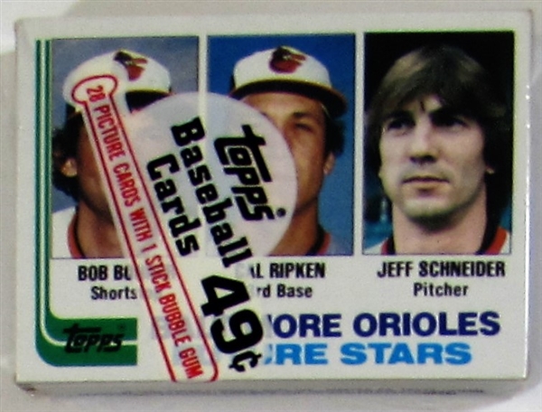 1982 Topps Baseball Cello Pack w/ Cal Ripken Jr. (RC) Showing