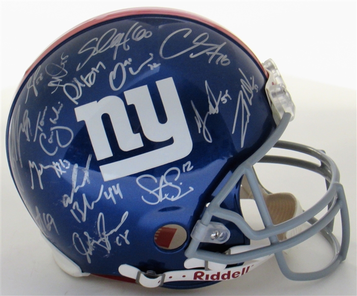 NY Giants 2007 Team Signed Helmet - Steiner