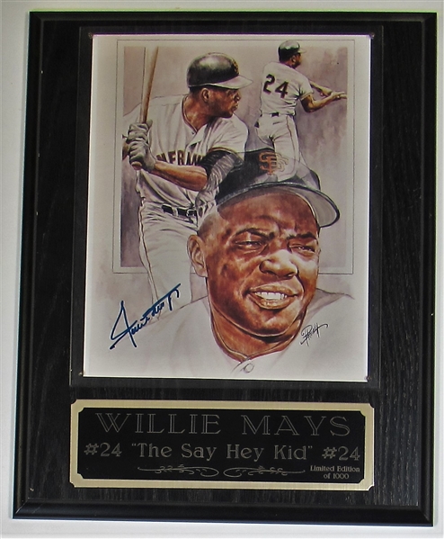 Willie Mays Signed SF Giants Plaque 