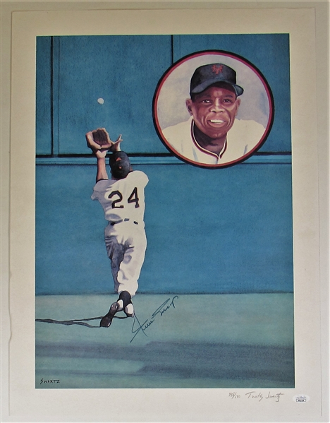 Willie Mays Signed The Catch 18x24 Limited Edtion 438/500 - JSA