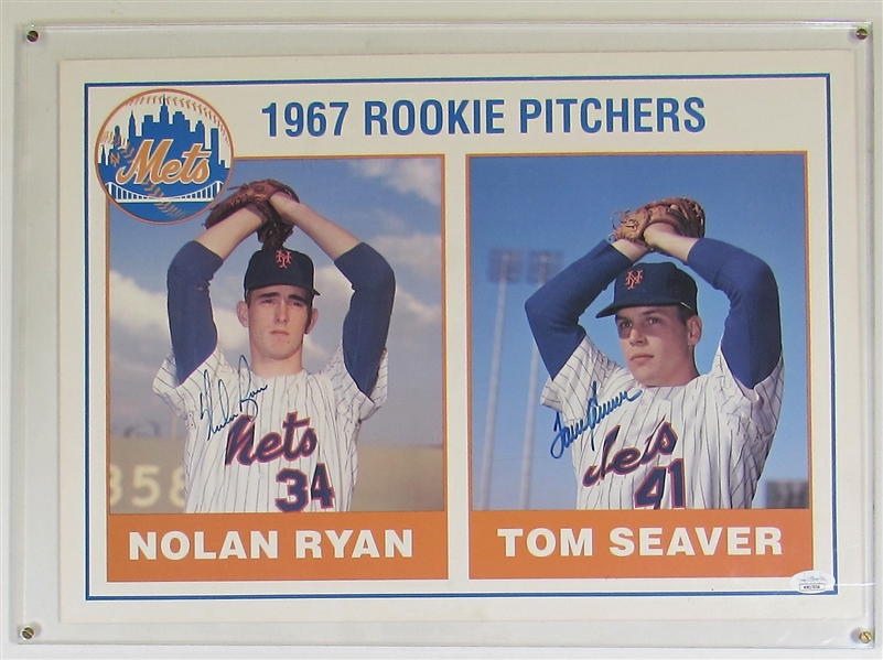 Nolan Ryan & Tom Seaver Signed 1967 Rookie Pitchers Giant 18x12 - JSA